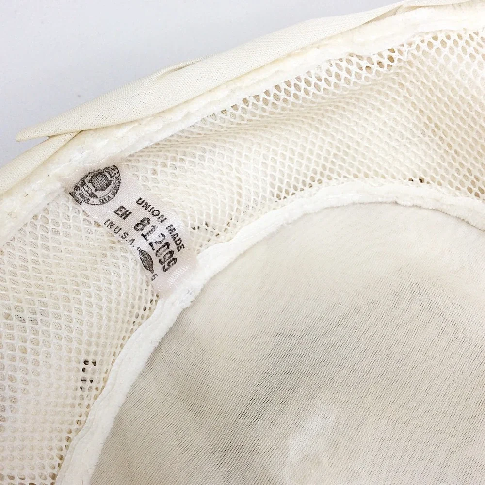 Vintage Women's Chiffon Pillbox Hat Lace Overlay Ruffled Ivory Cream 50s 60s
